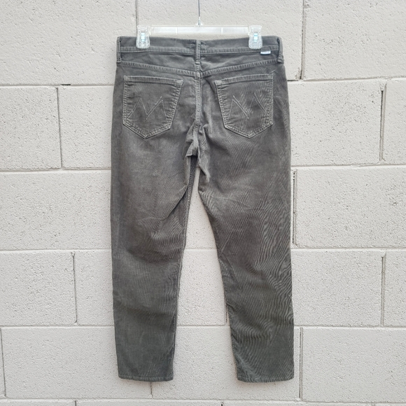 MOTHER | The Dropout Hopscotch Corduroy Cropped Pants in Olive Size 27 - Picture 9 of 13